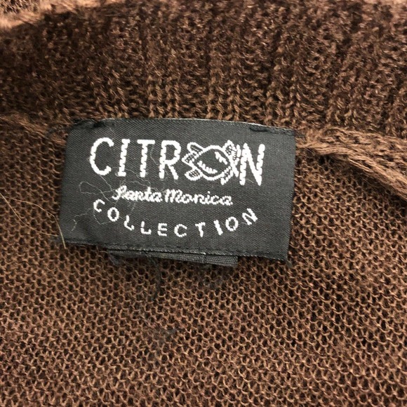Citron Santa Monica Sweater Brown Sheer Knit Cardigan Small - Picture 3 of 7